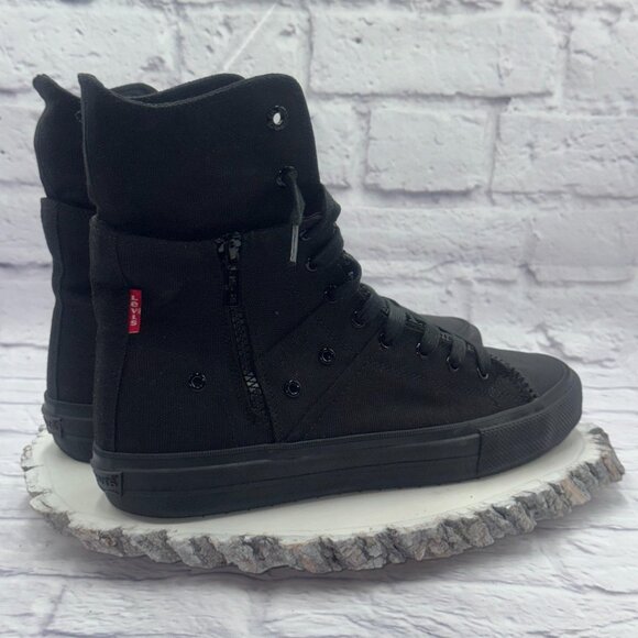 Levi’s Men's Zip Extra Hi Triple Black Canvas Shoes Sneaker Size 9 - Picture 6 of 11